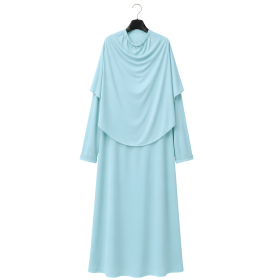 1-Delige Gebedskleding Dames met Geïntegreerde Khimaar -Turquoise