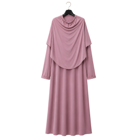 1-Delige Gebedskleding Dames met Geïntegreerde Khimaar - Donkermauve