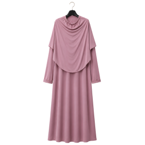 1-Delige Gebedskleding Dames met Geïntegreerde Khimaar - Donkermauve