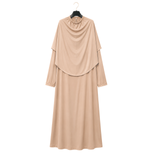 1-Delige Gebedskleding Dames met Geïntegreerde Khimaar  | Beige