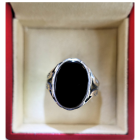 925 Zilver Onyx Ring | Gladde ovale steen