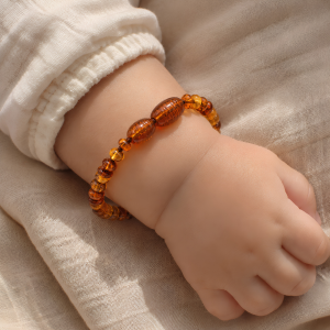 Alternative view of Barnsteen Kinderarmband –  Cognacoranje 14 cm