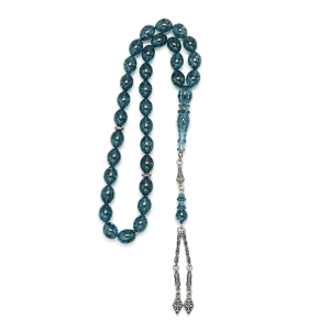 Gemêleerde Tasbeeh – Petrolblauw & Zilver