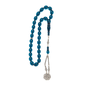 Transparante Tasbeeh – Diepblauw & Zilver