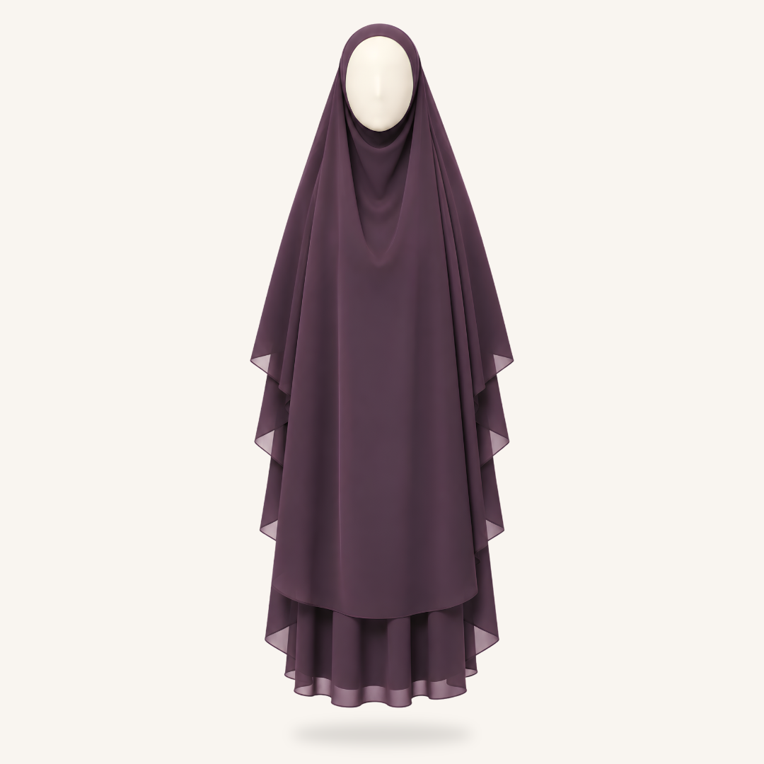 Khimaar Plum – Şifon 3 Katlı