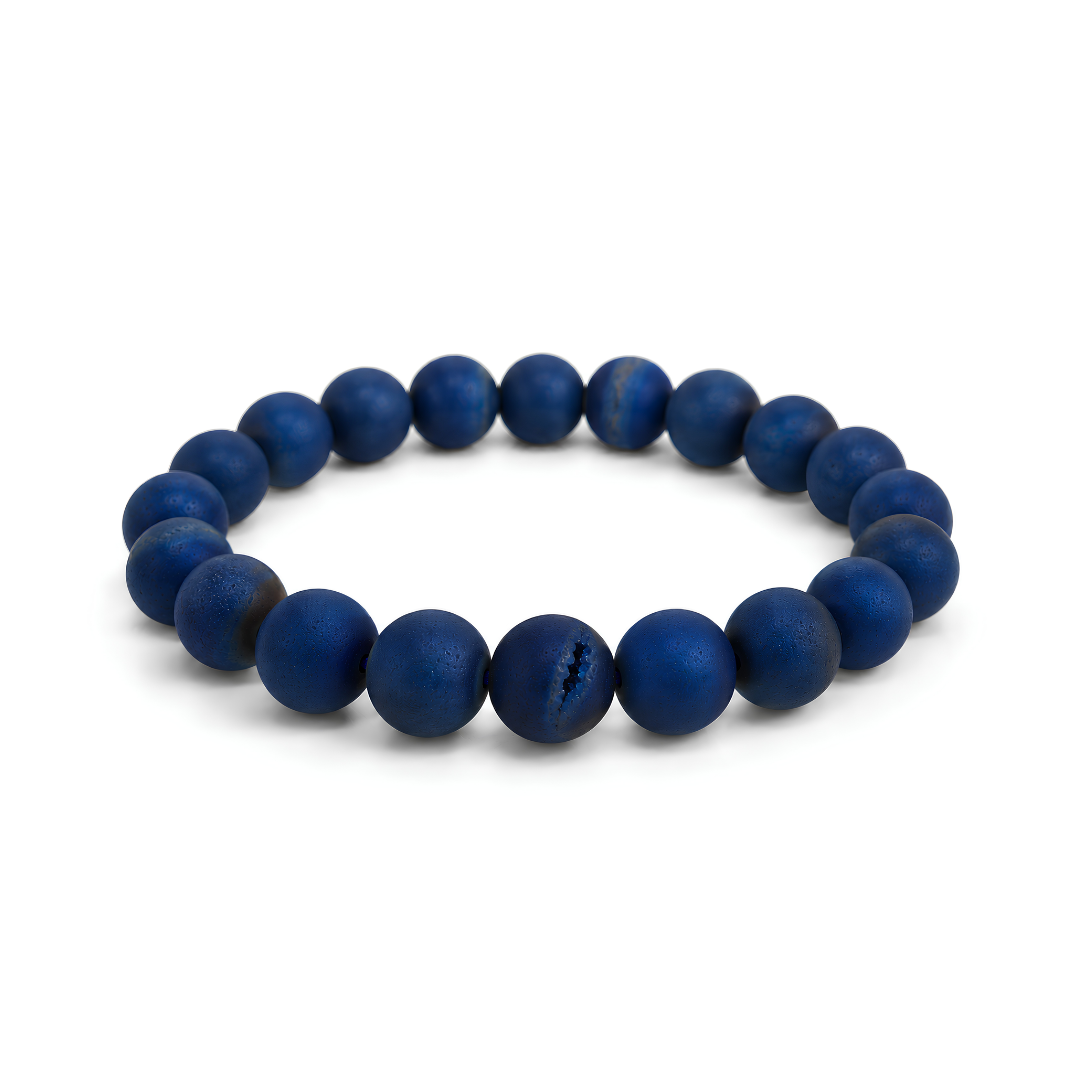 Blauwe Druzy Agaat Kralenarmband – 8 mm