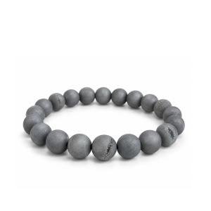 Grijze Druzy Agaat Kralenarmband – 8 mm