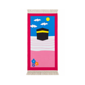 Kindergebedskleed Kaaba & Bloemen – Roze